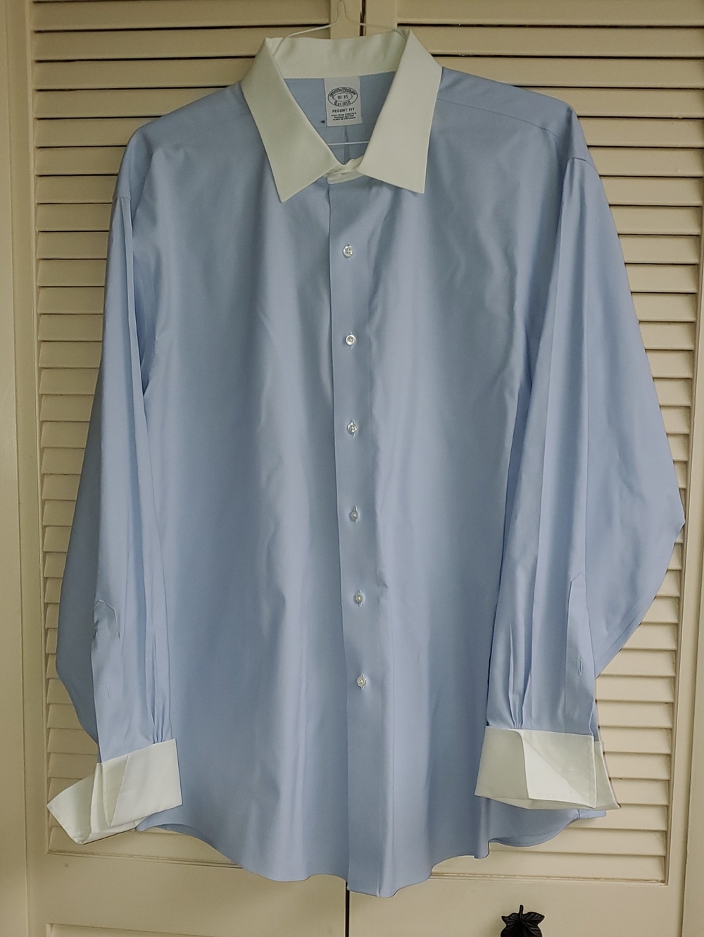 Brooks Brothers Blue Dress Shirt with White Contrast Collar & Cuffs